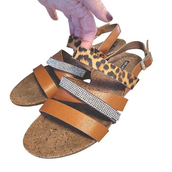 2 Pairs Strappy Rhinestones & Animal Print Sandals Size 7.5 Bundle - Picture 12 of 16
